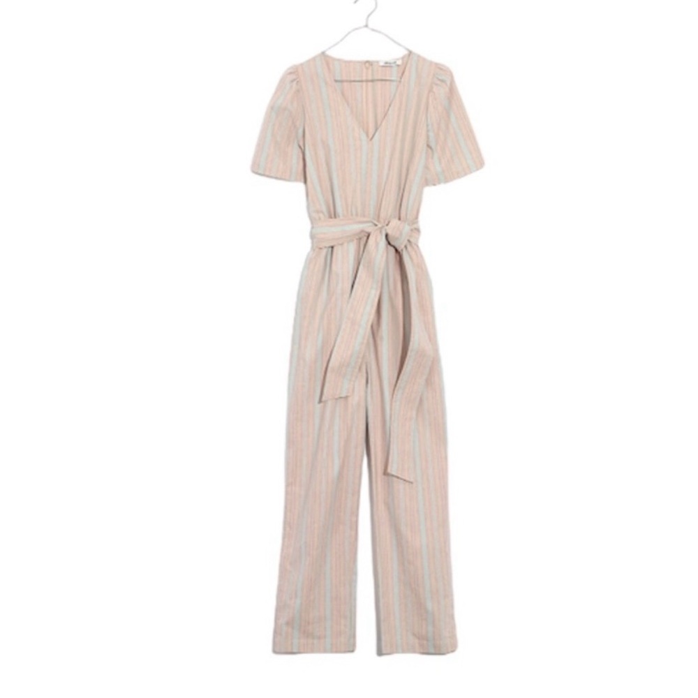 Madewell Pink and Cream Striped Jumpsuit